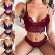 Сексуальный женский костюм, комплект с бюстгальтером с полной чашкой, сексуальное кружевное нижнее белье, трусики из ремешков, сексуальный бюстгальтер