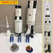 Новая креативная Серия Apollo Saturn V автомобиль обучающая модель блоки кирпичи fit 21309 ракета детская игрушка подарок на день рождения