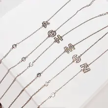 Нежное микро украшенное кубическими камнями Циркон 26 Письмо именной браслет цепочка для женщин Ювелирное Украшение с фианитом