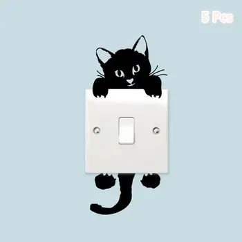 

Cute Posters Switch Stickers Cat On-Off Charming Beauty Mark Painting Kitten Home Decor Bedroom Sign Printing Black Wallposter