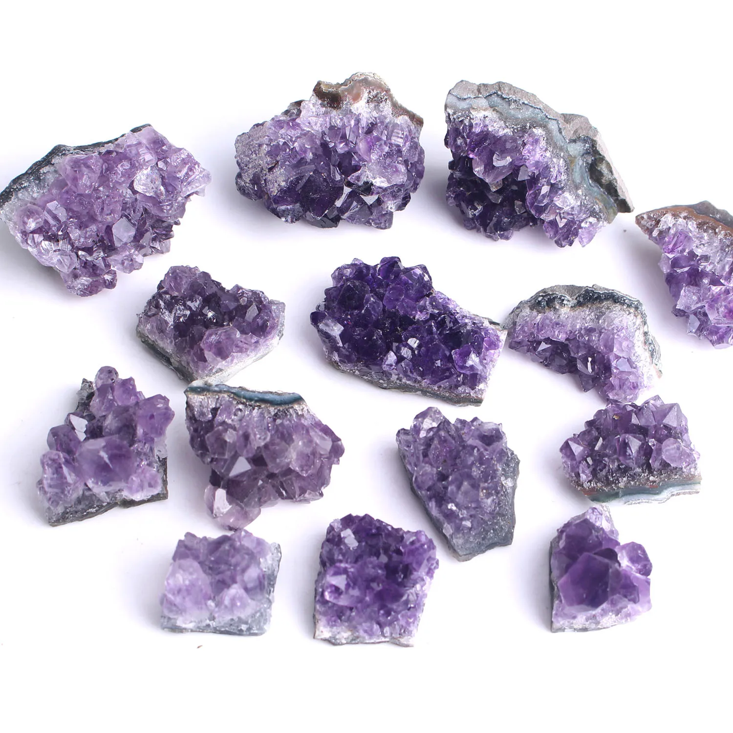 

Mini Natural Amethyst Crystal Cluster Geode Pendant Purple Quartz Raw Point Mineral Specimen Healing Home Decor