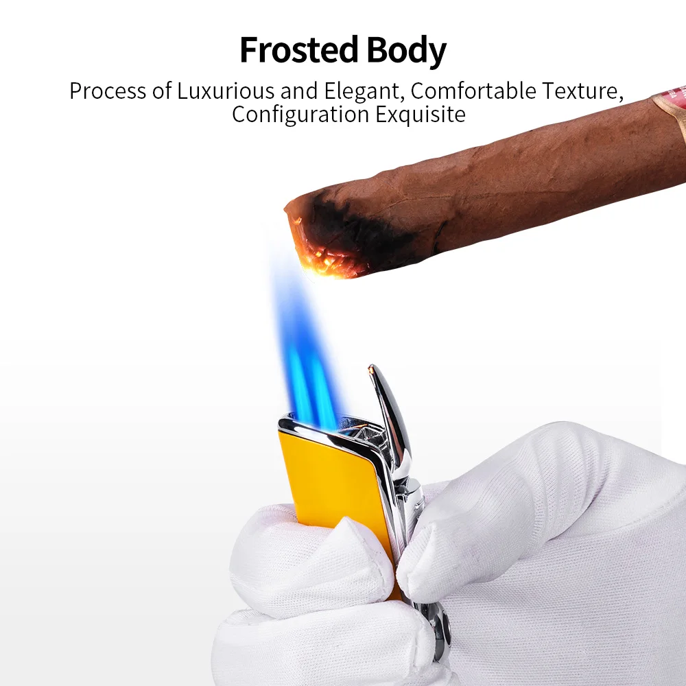 Butane Gas Lighter Cigar Lighter 3 Jet Blue Flame Torch with Punch