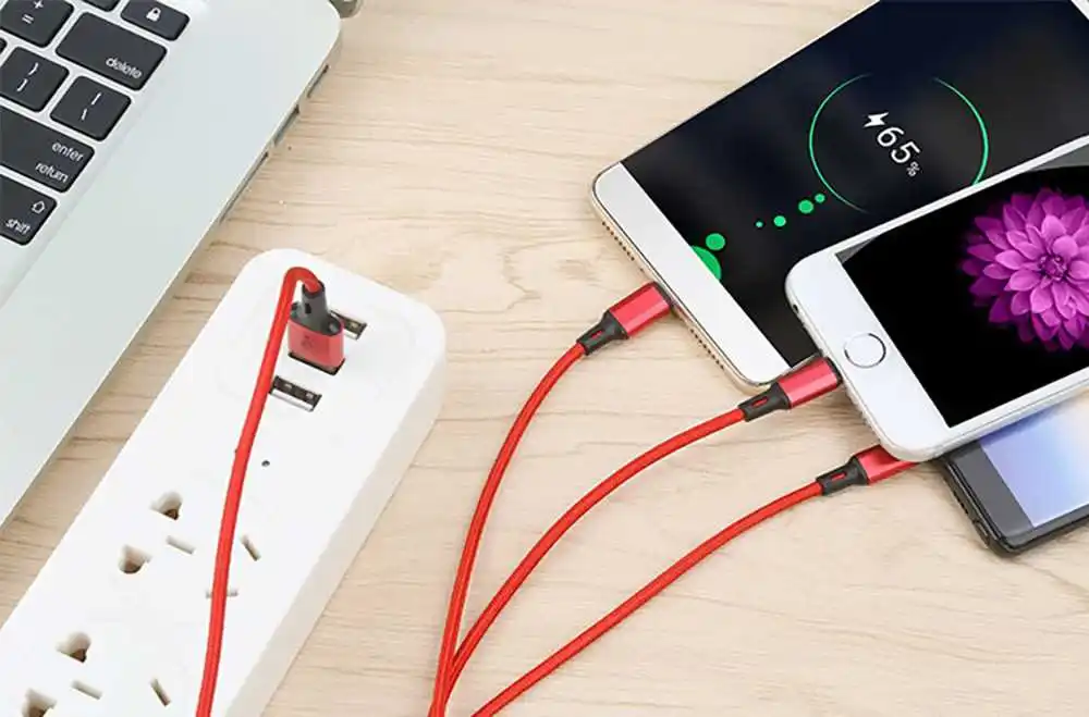 Mokoemi 3 в 1 Usb кабель для зарядки телефона 1,25 A м Быстрая зарядка нейлоновый type C Micro-Usb Lightning 3 в 1 Usb кабель для зарядки