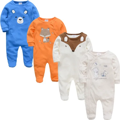 3 4 шт./компл. Одежда для маленьких мальчиков и девочек хлопок ropa bebes с длинным рукавом Летний Детский комбинезон для детей 0-3 лет, m для новорожденных, комбинезон - Цвет: 40434447