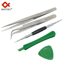 

QHTITEC BK7285 Tweezers Suit Hand Tool Precision Stainless Steel Pointed Straight Tweezers For Soldering iPhone Opening Tools
