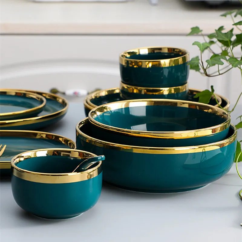 Set Stoviglie Indiano In Ottone Tradizionale - Piatto Thali, 4 Ciotole, Bicchiere E Posate