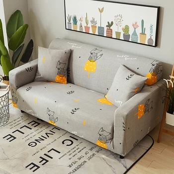 

Lychee Little Fox Elastic Sofa Cover Printed Universal Slipcover 1/2/3/4 Seater Stretch Couch Cover for Living Room