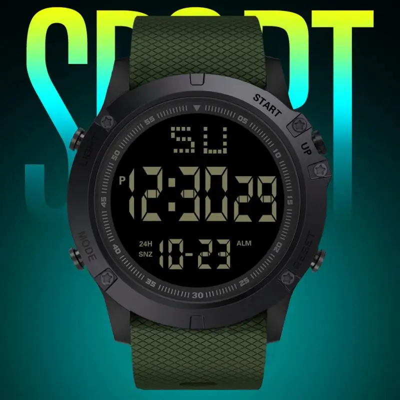 HONHX Fashion Outdoor Sport Waterproof Watch Men Multifunction Digital  Stopwatch Men Military Wristwatch LED Digital