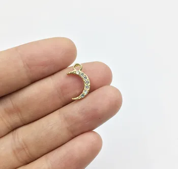 

Eruifa 10pcs 10mm Rhinestone Moon gold/Silver plated Zinc alloy Charms Pendant Jewelry DIY Necklace Bracelet Earrings 2 colors