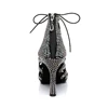 DKZSYIM Lace-Up Latin Dance Shoes Women Ballroom Black Dancing Shoes High Heels Rhinestone Party Dance Boots Soft Soles For Girl 5