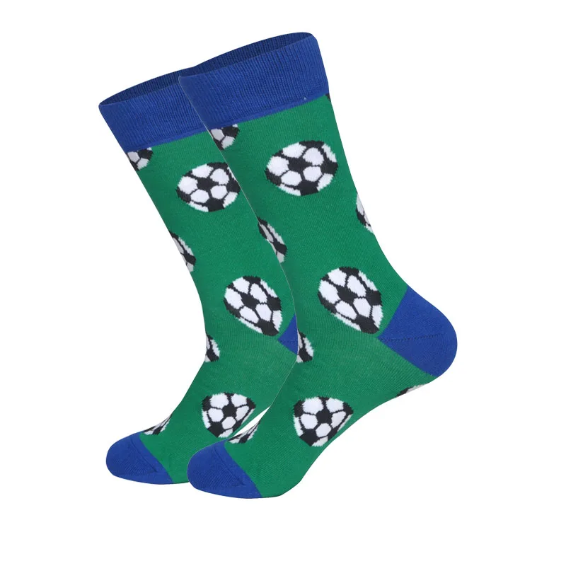 Downstairs Quality Mens Happy Socks 27Colors Streetwear Hip Hop Young Man Fashion Combed Cotton Calcetines Largos Hombre - Цвет: Green Football
