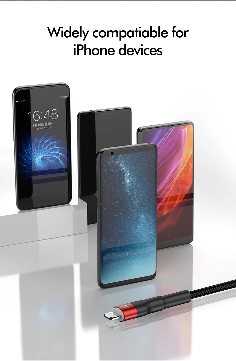 ROCK 3.1A USB кабель для iPhone 11 Pro Max Xs Xr X 8 7 6 Plus 6s ipad Быстрая Зарядка Синхронизация данных провод зарядное устройство для мобильного телефона шнур
