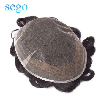 

SEGO 8''x10'' Hair System Men Toupee Real Human Hair Replacement Remy Wigs Natural Hairline Front Bleach Knot US Stock Fast ship