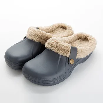 

Men Non-slip Slippers New Winter PU Leather Slippers Warm Indoor Slipper Waterproof Home House Shoes Men Warm Leather Slippers