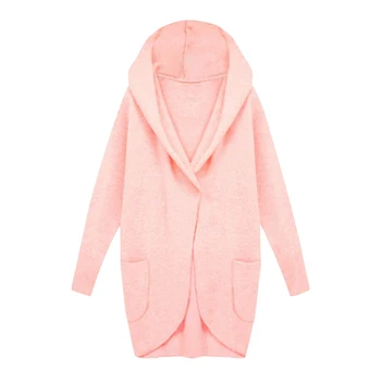 

Hooded Women Coat With Pockets Solid Autumn Winter Soft Elegant Artificial Wool Casual Loose Long Outwear Pullover Warm
