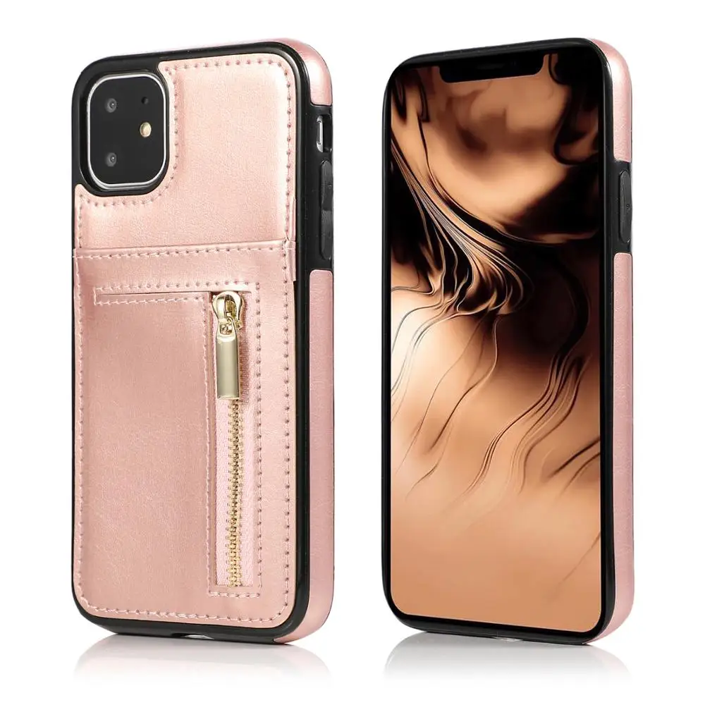 

New For iPhone 11 Pro Xs Max Xr Pu Leather Card Pocket Flip Cover Zipper Wallet Case For iPhone 6 6s 7 8 Plus X Coin Purse Bag