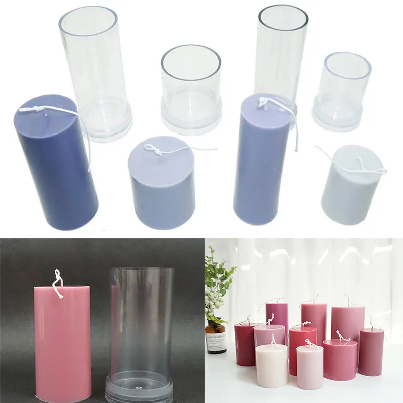 Description Picture 4 of item3D Cylindrical Candle Mold Transparent Plastic Flat Top Cylinder Geometry Scented Candles Mould DIY Hand Soap Crafts Making Mold