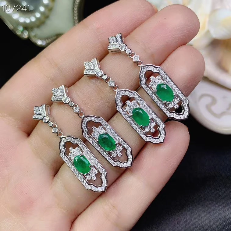 

new green emerald gemstone earrings for women jewelry pink sapphire earrings natural gem birthday party anniversary gift hot