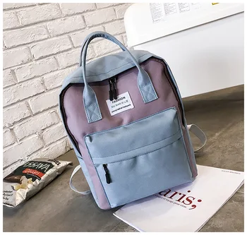 

Women Casual Canvas Candy Color Waterproof Backpacks School Bags Teenagers Girls Handbag Laptop Backpack Patchwork Backpack