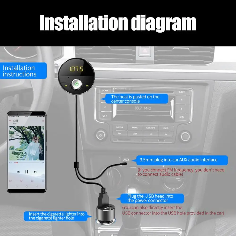Mp3-плеер автомобильный fm-передатчик Авто умный беспроводной Bluetooth передатчик Hands-Free TF карта 12-24V HY-62 электронный