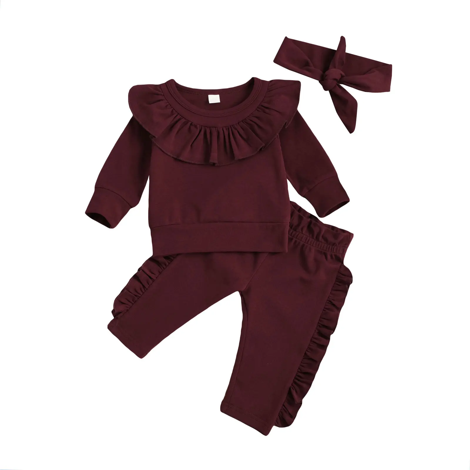 0 24M Newborn Baby Girls Long Sleeve Sweatershirt Top + Pants Outfits