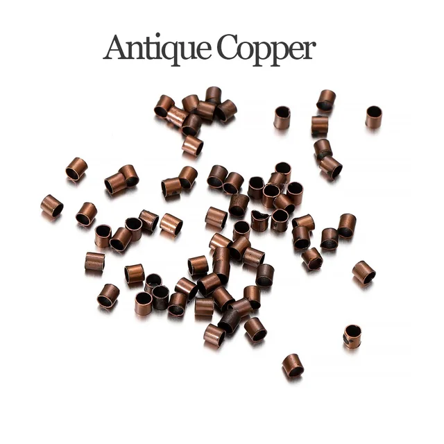 150-500pcs 1.5 2.0 2.5mm Gold Copper Tube Crimp End Beads Stopper Spacer Beads For Jewelry Making Findings Supplies Necklace Antique Copper
