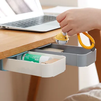 

Hidden Table Under Paste Plastic Desk Organizer Memo Pen Stationery Storage Box Case Desk Drawer Divider Stationery Sticky Decor