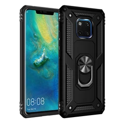 Luxury Armor Soft Shockproof Silicone Bumper Case with Hard Metal Ring Cover for Mate 20 X (Black)