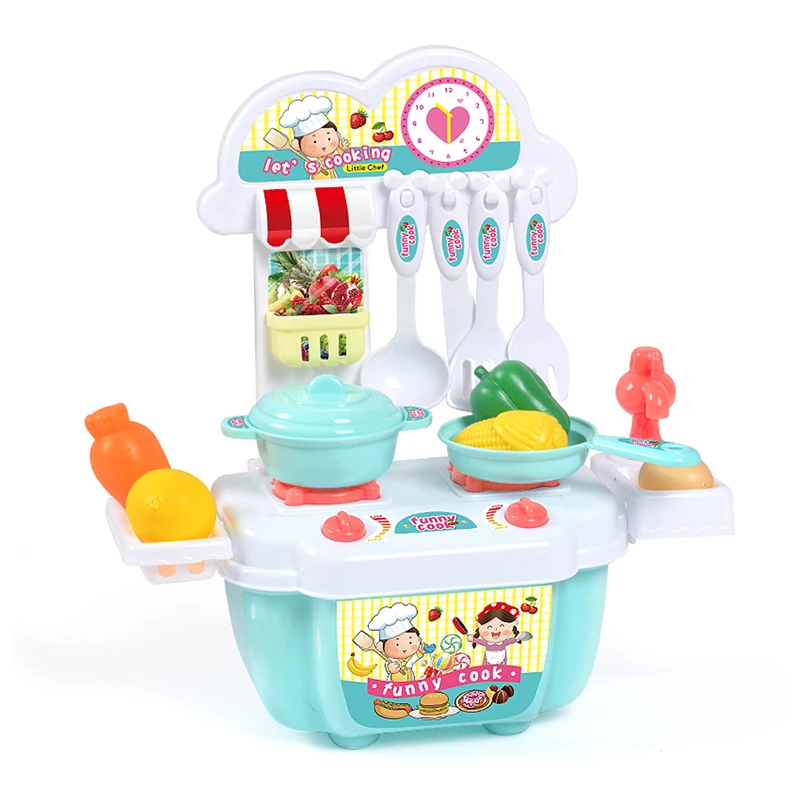 

Children Puzzle Mini Kitchen Toys Set Kids Pretend Play Plastic Simulation Cooking Table Set Toys Boy Girl Gifts