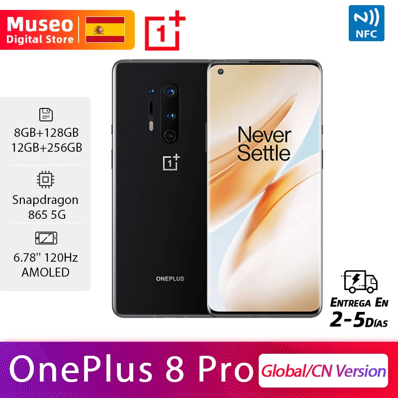 OnePlus 8 Pro, ROM Global, 8GB/12GB RAM 128GB/256GB ROM, Snapdragon 865 5G móvil, 6.78 120Hz Pantalla, 48MP Cámaras IP68 30W