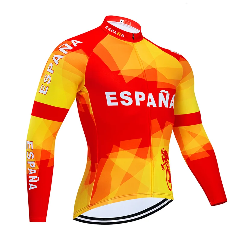 Jersey Команда Espana мужские длинные велосипедные Джерси нагрудник набор MTB форма велосипедная Одежда дышащая велосипедная одежда Ropa Ciclismo Maillot - Цвет: Jersey
