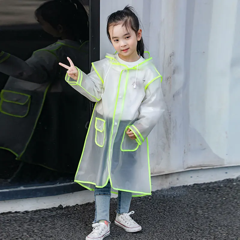 Kids Raincoat Cartoon Cute Rainwear Household Goods Children's Waterproof Poncho Transparent Travel Rain Coat EVA