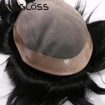 

EVAGLOSS Men's Hair Wig Fine Mono Real Remy Human Hair Men Wigs Capillary Prostheses Unit Hair Replacement System Wigs Man