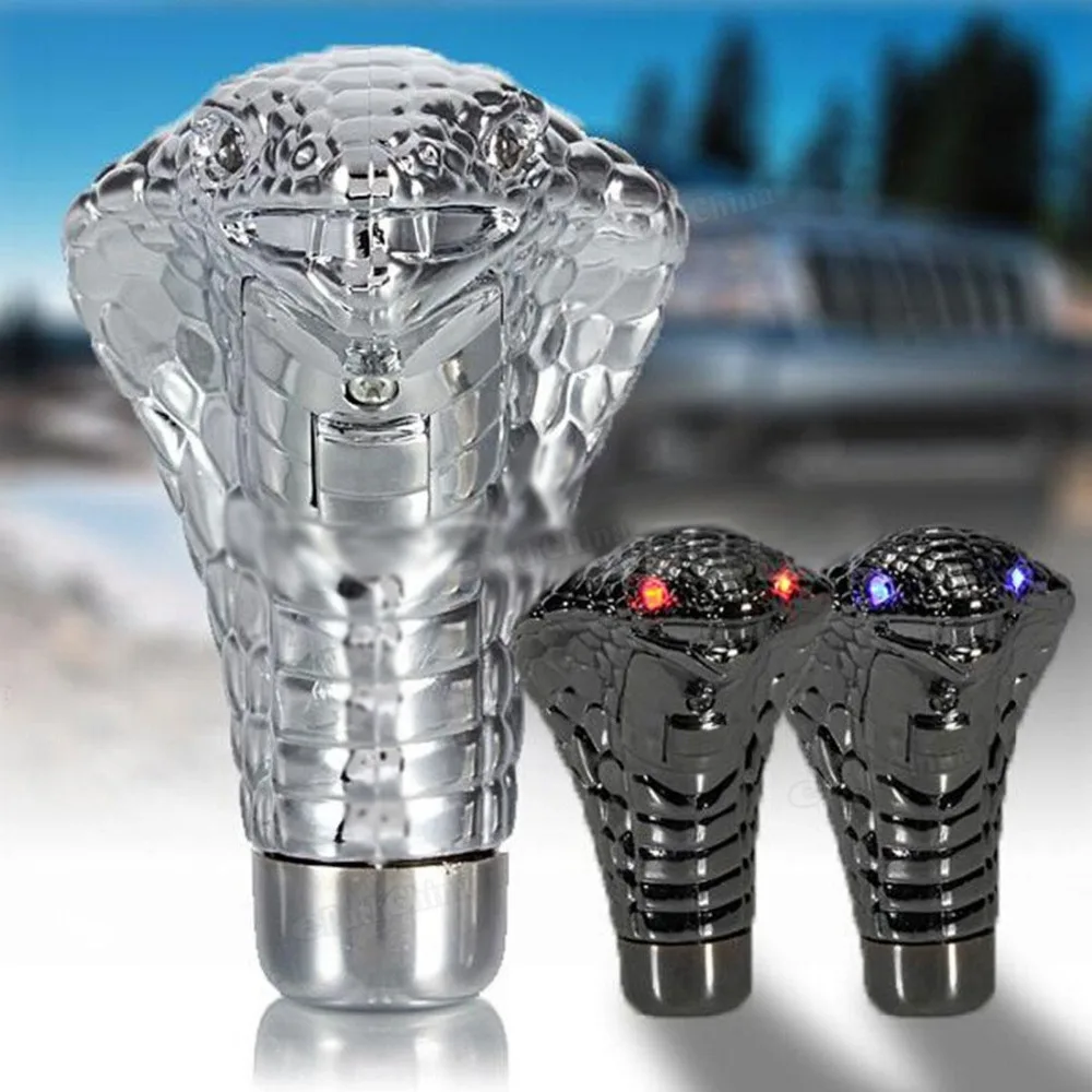 Универсальный Led Eyes Auto coche cromado ручной palanca de cambios Cobra serpiente крутой сдвиг |
