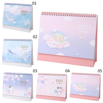 

2021 calendar cartoon desktop large grid notepad desk calendar planner agenda schedule