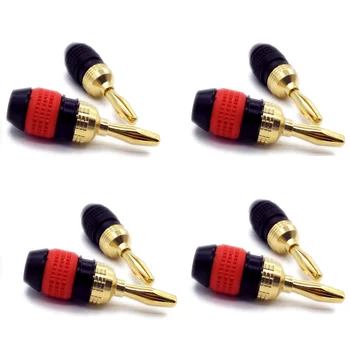 

High fidelity 4 gold plated 4mm banana plugs 24K Gold Plated tellurium copper OFC 4mm male plugs audio amplifier speaker plugs
