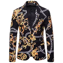 Men Blazers Gold Silver Floral Pattern Jackets Slim Fit Male Suit Jacket Wedding Banquet Party Prom Stage Costume 9.27