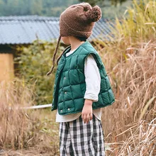 Осенне-зимний мужской и женский детский жилет в Корейском стиле, однотонный клетчатый жилет, детская одежда