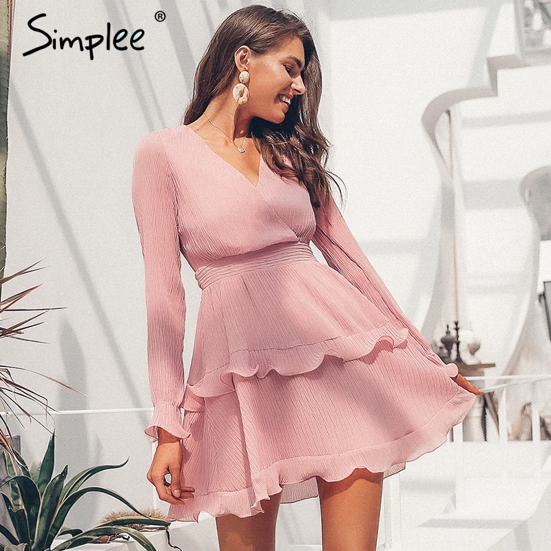 Женское летнее плиссированное платье Simplee элегантное шифоновое с длинным