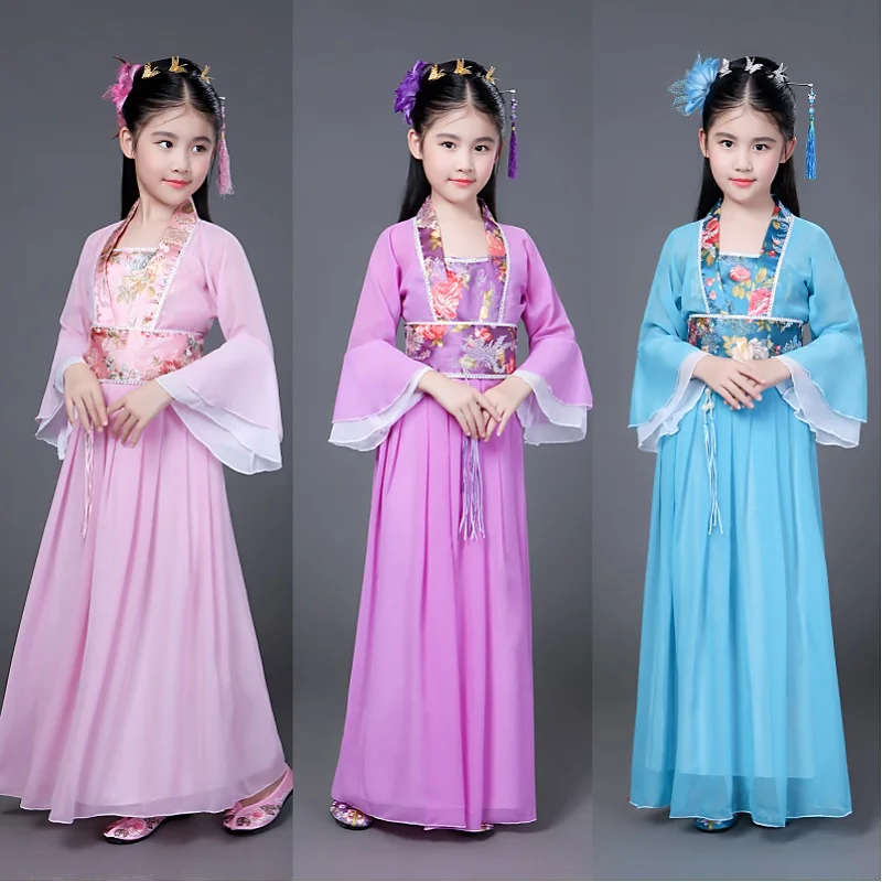 

Girls Piano Performance Dress Imperial Children Chinese Princess Ancient Tang Dynasty Costume Dinastia China Hanfu Ethnic Dance