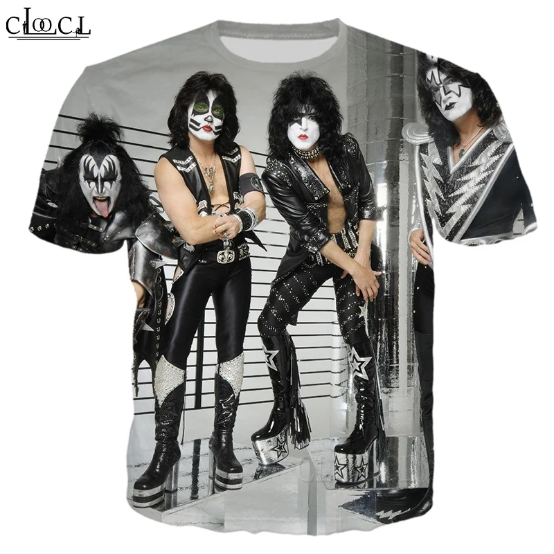 

Футболка HX Мужская/женская с 3D-принтом группы KISS Band, модная уличная одежда в стиле Харадзюку, топ для пар, лето