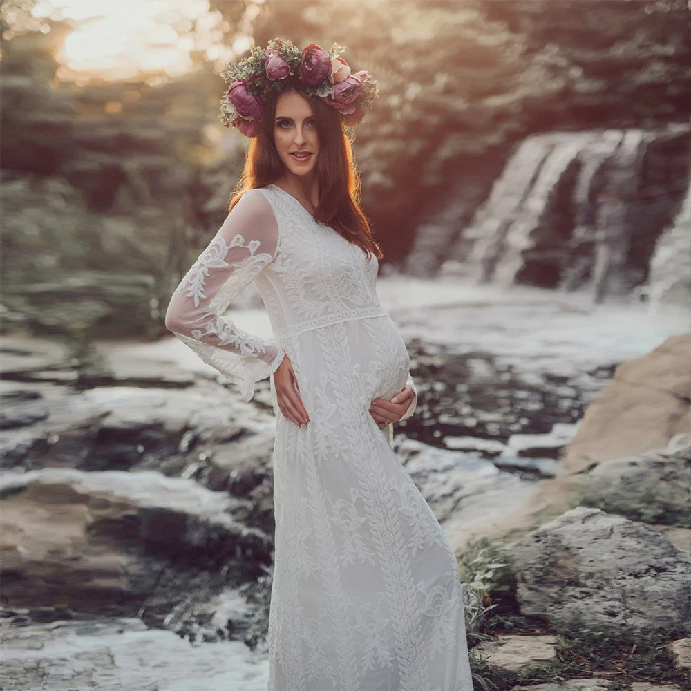 Keanggunan Kehamilan Maxi Gaun Fotografi Prop Panjang Putih Baby Shower Gaun Bersalin Gaun Untuk Wanita Hamil Foto Menembak Gaun Aliexpress