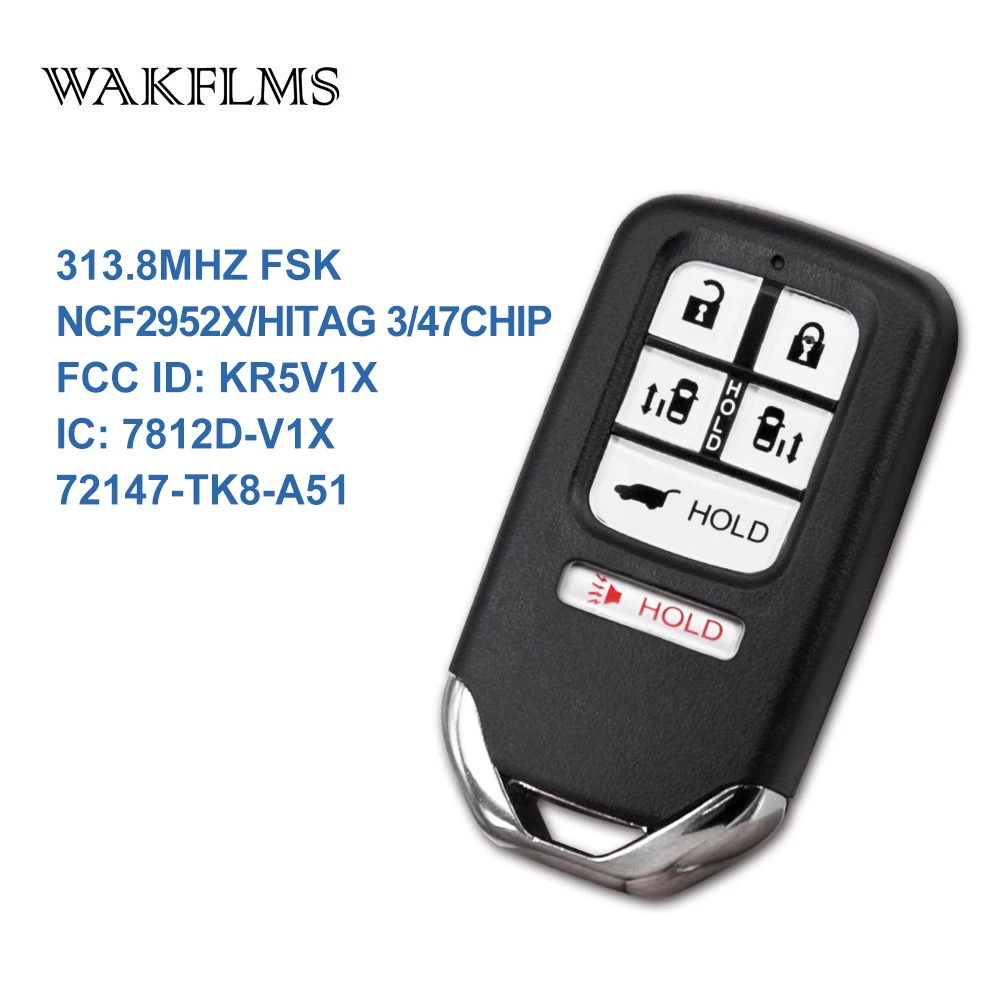 7 кнопок без ключа для Honda Odyssey EXL Touring 2014 - 2017 брелок 313 8 МГц NCF2951X KR5V1X 72147-TK8-A51 W/O