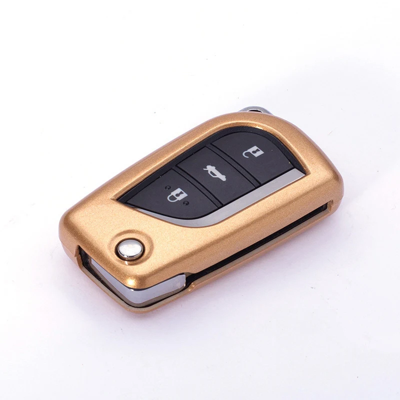 C-gold ABS автомобильный чехол для ключей с откидной крышкой для Toyota Yaris Camry Corolla Prado REIZ Crown RAV4 Auris Corolla Avensis Verso Aygo Scion TC IM 15 - Название цвета: C-gold