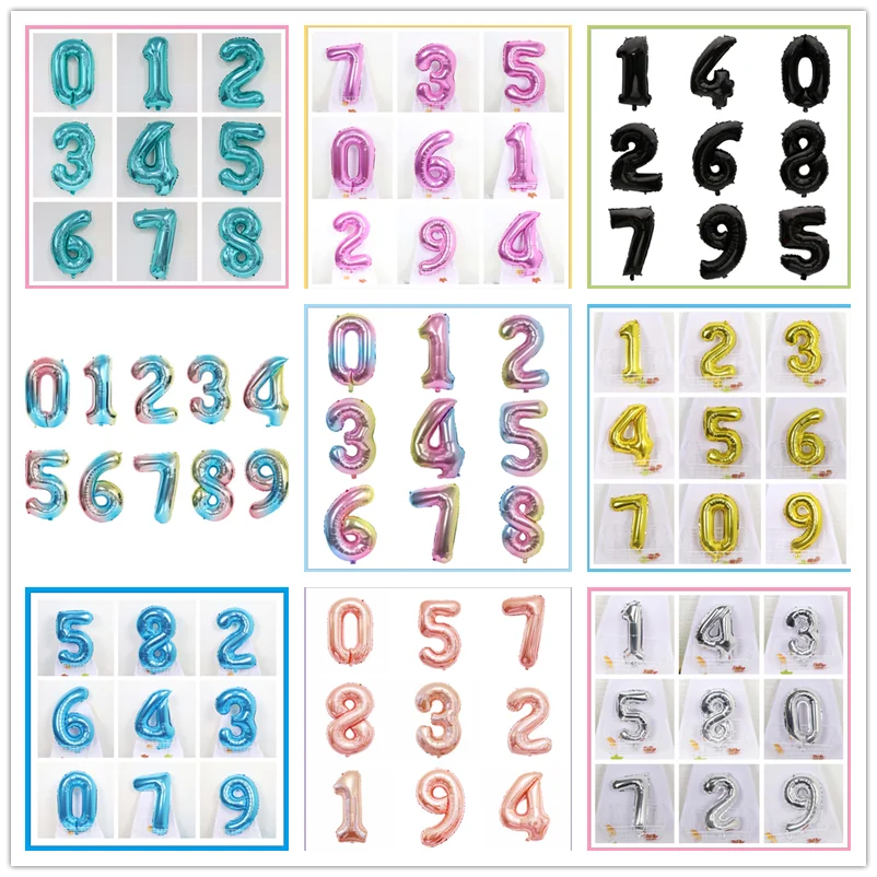 Big 32inch 1pcs Foil Balloon Number 0 1 2 3 4 5 6 7 8 9 for Boys Girls Birthday Pink Blue Balloons Party Supplies | Дом и сад