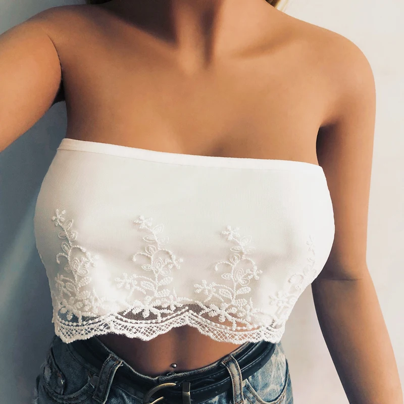 

Women's Tube Tops Ladies Bandeau Party Summer Lace Tank Fashion Pullover Cropped Strapless
