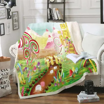 

HELENGILI Candyland Sherpa Blanket Girly Floral Bedspread Velvet Plush Soft Comfortable Home Camping Aircraft Blanket