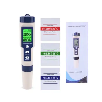 

5 in 1 TDS/EC/PH/Salinity/Temperature Meter Digital Water Quality Monitor Tester for Pools Drinking Water Aquariums