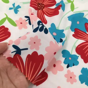 

150cm * 100cm Spring and Summer New Color Large Flower Woven 100D Side Stretch Printed Cloth Dress Shirt Lining