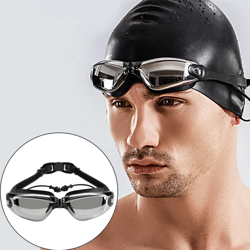 Очки для плавания плавание зеркало для взрослых пляж Поликарбонат 4 цвета очки нагрудник портативный Дайвинг Открытый очки